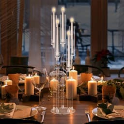 4Pcs Candelabra Centerpieces, Tall Candelabra, Clear Candle Taper Candlestick Holder, 5 Arm Candlesticks Holder for LED Candle