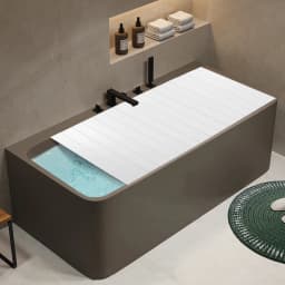 Foldable Bathtub Cover for Heat Retention & Dust-Proof, Fits 67"x28" Standard Tubs, PVC Sturdy Bath Shelf for Storage, White