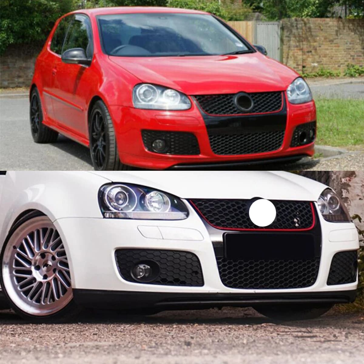 Front Honeycomb Grille Black with Red Trim for Volkswagen VW Golf MK5 Jetta GLI GTI 2006 2007 2008 2009 Bumper Centre Grill Mesh