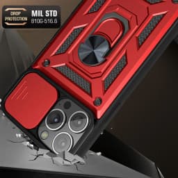 For iPhone 16 15 14 13 12 11 Pro Max Mini XS XR X Plus Military Grade Bumpers Ring Cover Slide Camera Lens Protector Armor Case
