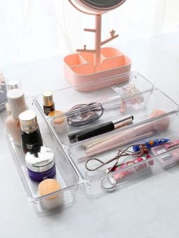 25 Bottom-Striped PET Drawer Organizers, Hassle-Free Storage Boxes for Drawer Tidying