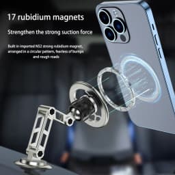360 Rotation Foldable Magsafe Magnetic Car Phone Holder Auto Dashboard Windshield GPS Navigation Car Bracket Zinc Alloy Stand