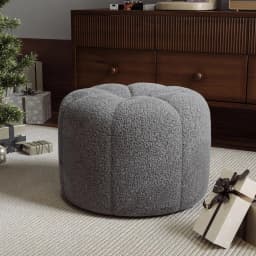 Voltsify Round Shape Teddy Fabric Multifunctional Household Footstool