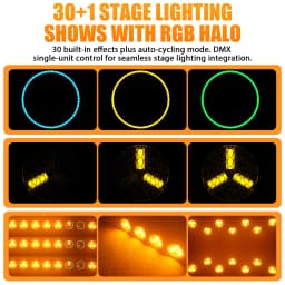 Datewink 2/4Pcs 90W Golden COB LED Par Light With RGB Strip Retro Stage Lighting Effect DMX For DJ Disco Party Wedding Nightclub