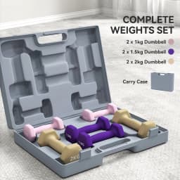 SPORTNOW 9kg Hex Dumbbells Set with Carry Case, 2 x 1kg, 2 x 1.5kg, 2 x 2kg
