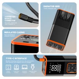 Portable car tyre inflator,tyre air pump, car air compressor, digital air compressor suitable for cars, motorcycles and bicycles