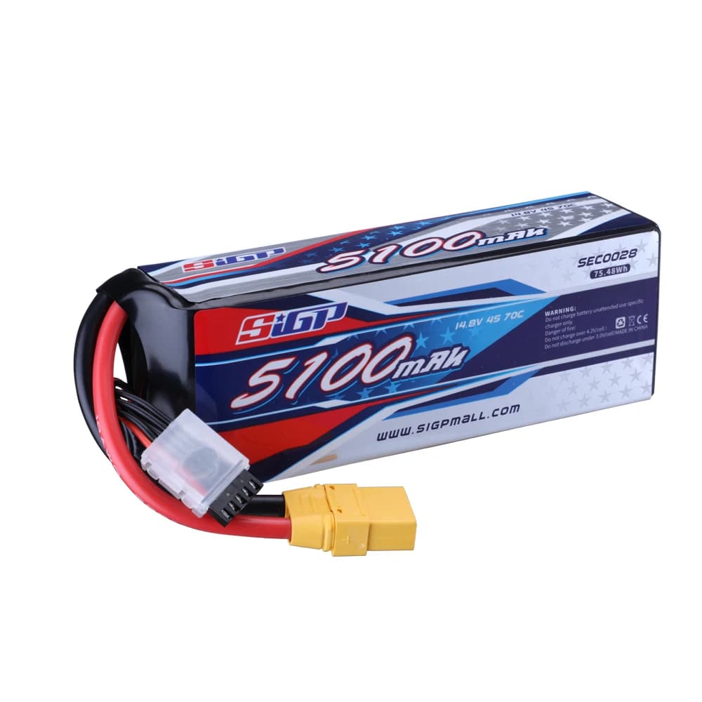 SIGP 4S 14.8V Lipo Battery 5100mAh 6000mAh 70C with XT90 EC5 Plug for RC Car Truck Boat Vehicles Tank Buggy Racing Hobby 2 Packs