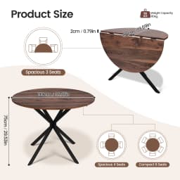 Dining Table and Chairs Set of 4, Folding Round Kitchen Table With Chairs for Dining Room,Kitchen
