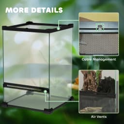 PawHut Glass Reptile Terrarium, 12L Vivarium for Lizards, Frogs, Snakes, Turtles, Tortoises, with Ventilation