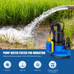 350W Portable Submersible Pump for Clean and Dirty Water for Garden Pond, Pools, and Ditches + Float Switch