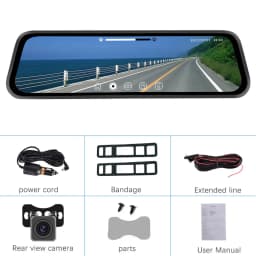 Podofo 9.66 Inch Rearview Mirror Recorder 1080p Automobile Dash Cam Video Recorder DVR Dash Cam Cycle Dual Lens