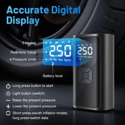 150PSI Cordless Air Pump 12V Tire Air Compressor LED Light USB Rechargeable Full-Screen Digital for Car Motorcycle Bicycle