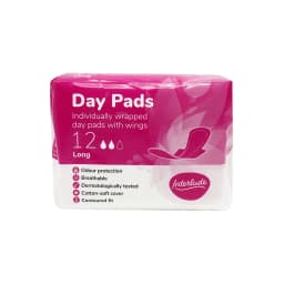 Interlude Ultra Long Day Pads with Wings 12 Pack, Cotton Soft Cover, Breathable Feminine Sanitary Protection