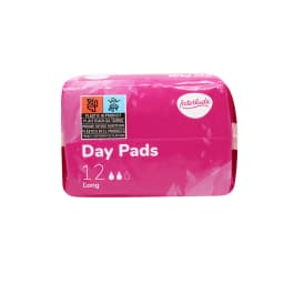 Interlude Ultra Long Day Pads with Wings 12 Pack, Cotton Soft Cover, Breathable Feminine Sanitary Protection