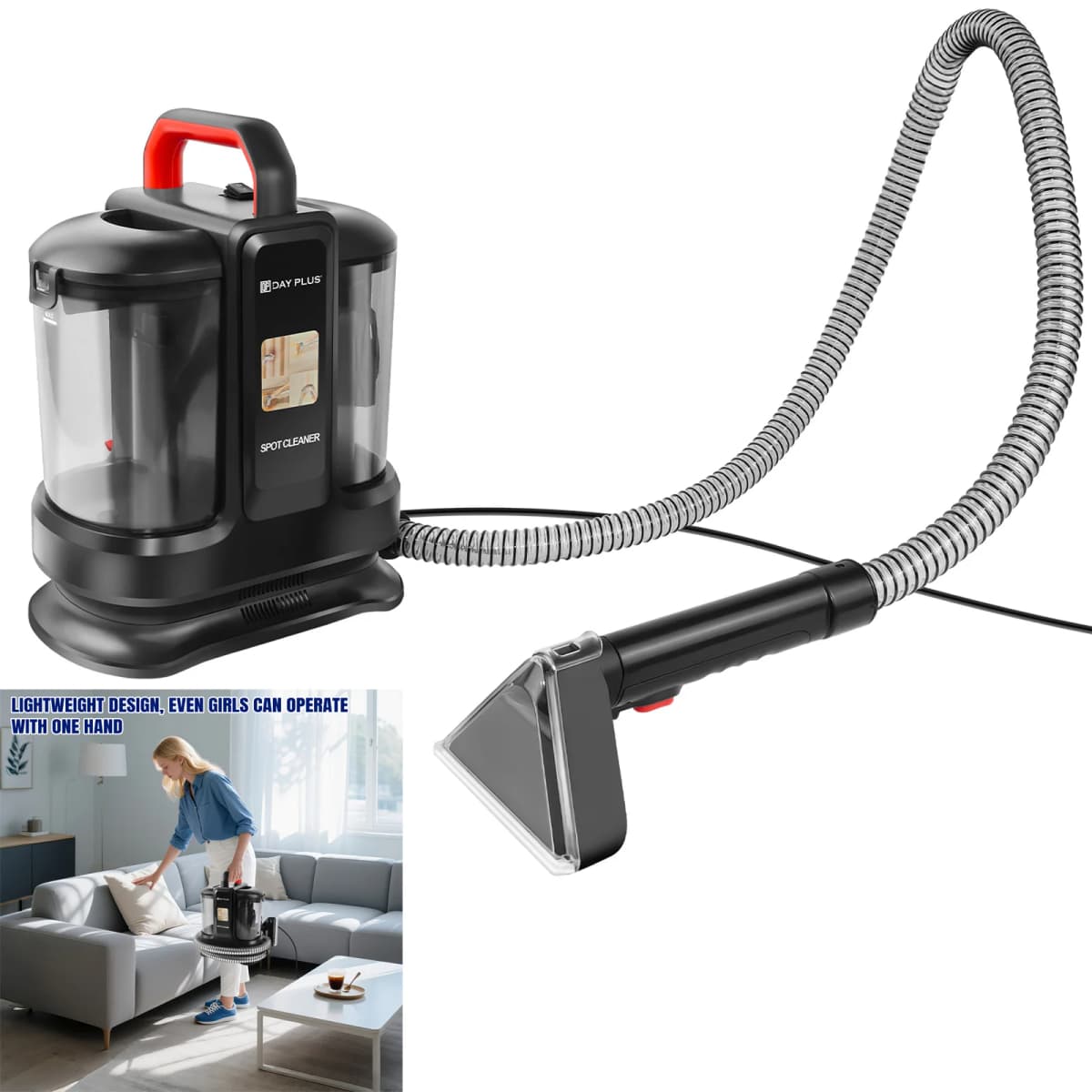 Spot Cleaner, Stain, Car, Upholstery, Sofa and Carpet Cleaning Machine, Portable and Compact Design, Included Solution Removes