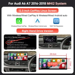 Wireless CarPlay Car Multimedia Display For Audi A6 A7 2016-2018 Linux Touch Screen with Android Auto Airplay Autolink Functions