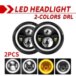 O LIGHT Car 7 Inch Led Headlight Hi/Low Beam H4 DRL Dot E9 For Jeep Wrangler JK LJ CJ Hummer OffRoad 4x4 Moto Headlamp 12V 24V