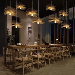 Asian Style Bamboo Chandelier, 2-Tier Rattan Hanging Light, Rustic Farmhouse Ceiling Lamp Decor