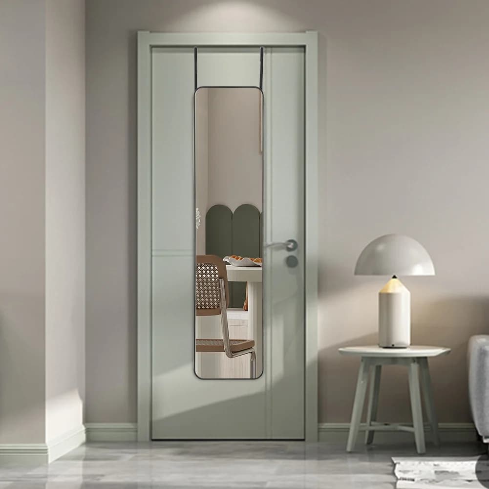 Voltsify Full Length Mirror with Rounded Corners Door Hanging Black/Gold Medium Mirror