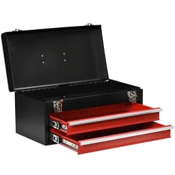 3 Layers Multifunctional Thickened Metal Tool Box Household Hardware Tools Box Lockable Tool Cabinet Portable Storage, Red+Black
