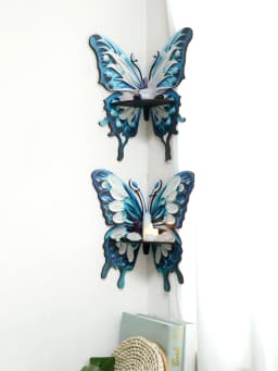 Three Color Butterfly Crystal Shelf Display Candles Stone Floating Wall Shelf Home Decorations Essential Oil Rack Corner Ledge