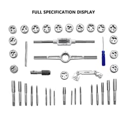 40PCS Metric Tap and Die Set Alloy Steel Pitch Gauge Tough-Bearing Steel CNC M3-M12 Tool Set with Blue Case