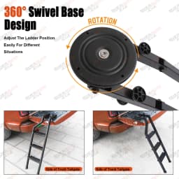 Tailgate Ladder For Ford Ranger T6 T7 T8 2012-2022 Wildtrak XL XLT Foldable 360° Swivel Truck Bed Access Ladder Pickup Rear Step