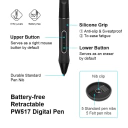 HUION Inspiroy Giano G930L Graphic Tablet Drawing Tablets Bluetooth Wireless Battery-free Pen With 6 press keys For Android MAC