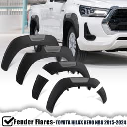 For Toyota Hilux N80 Fender Flares 2015-2024 Revo Rocco Rogue Wheel Arch Extensions OEM Style 12mm Wide ABS Matte Black
