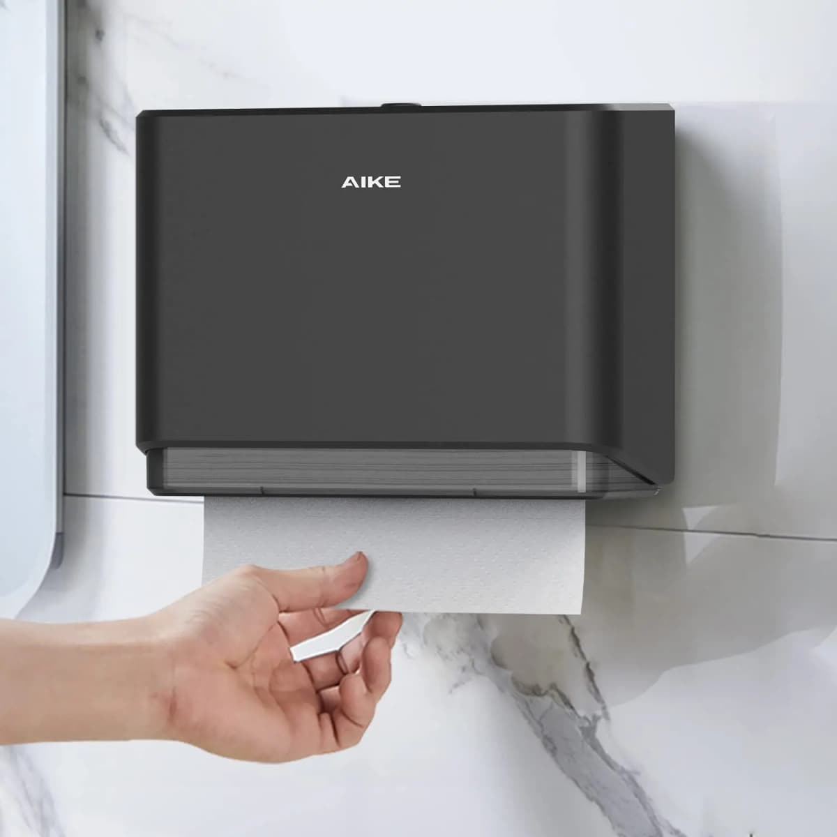 AIKE Professional Paper Towel Holder Wall Mount Punch Free Tissue Dispenser with Smart Lock Paper Box for Toilet Bedroom Kitchen
