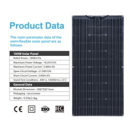 BOGUANG 200W Flexible Solar Panel 100W Waterproof Portable Solar Panels Charger 12V / 24V Solar Cell For Home/Car/Camping/Boat