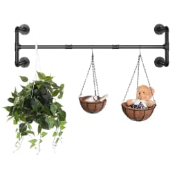 Wall Mounted Industrial Pipe Clothes Rack Garment Hanging Rail Bar for Home Organization Black Metal Pipe Clothing Storage
