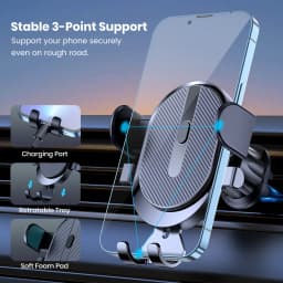Car Phone Holder Mount, TOPK 2024 Upgrade Auto Locking Universal Phone Holder with Hook Clip for Car Air Vent for iPhone Samsung
