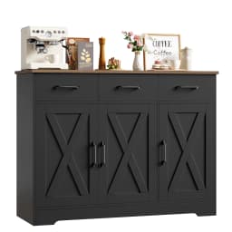 Sideboard, Kitchen Storage Cabinet with 3 Drawers and 3 Doors for Kitchen, Buffet Cabinet with Countertop, for Dining Room, Living Room, Hol