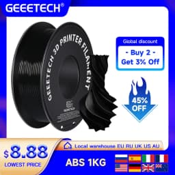 Geeetech ABS+ 3D Filament 1.75mm 1KG Plastic, 3D Printer Material, Tangle-Free, Non-Toxic, Vacuum Packaging White Black