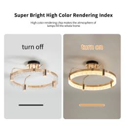 Modern Gold Ceiling Light, Dimmable LED Chandelier with Acrylic in Crystal Shape, 1-Ring Pendant Lighting Fixtures