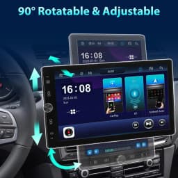 Universal Single Din Car Stereo Rotatable Screen with Carplay Android Auto 10.4inch Bluetooth FM/AM/RDS USB/AUX/SD Backup Camera