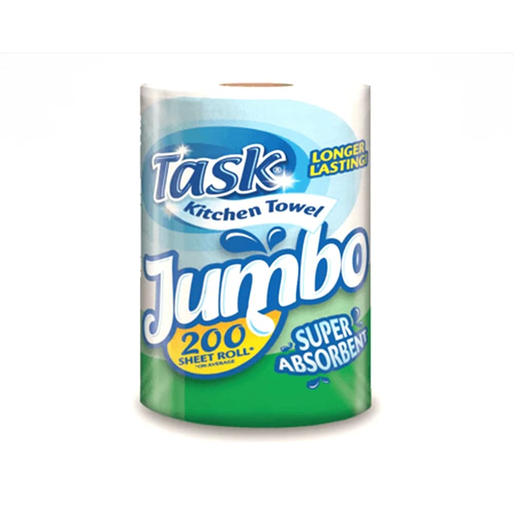 Task Jumbo Kitchen Towel 200 Sheet Roll Super Absorbent Longer Lasting