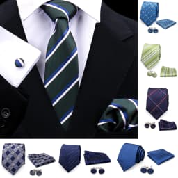Top Quality Tie Set Gift Box Necktie Pocket Squares Cufflinks Tie-Clip Set With Black Box Men Birthday Gift Gravatas Accessories