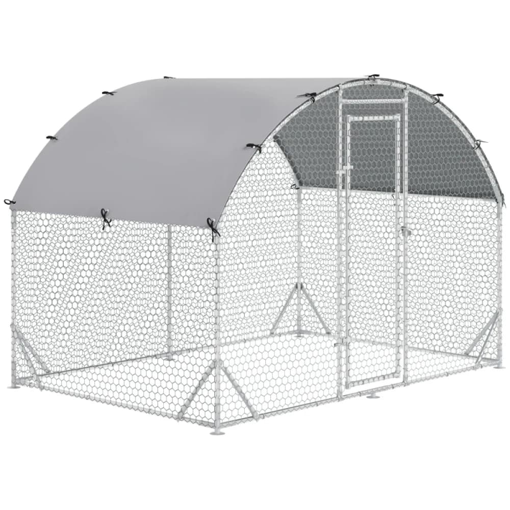 Walk In Chicken Run Galvanised Chicken Coop Hen Poultry House Cage Pet Playpen Garden with Water-Resist Cover, 2.8 X 1.9 X 2m