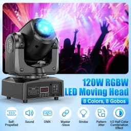 GWONG 4Pcs 120W Moving Head Light 3Prism Beam Gobo Stage Lights DMX512 Voice Control Spotlights For Disco KTV Nightclub Wedding