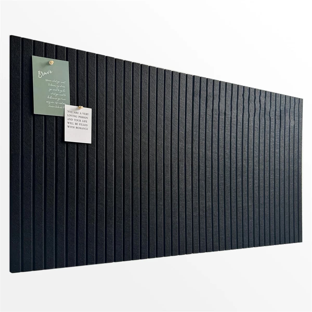 6Pcs Large Black Felt Cork Board Tiles, Slat Wall Panel Bulletin Board for Office Wall Decor