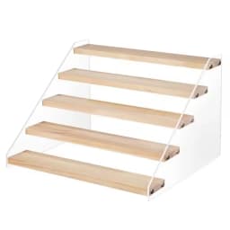 3-6 Layer Transparent Display Rack & Wooden Ladder Storage Shelf, Dustproof Organizer Stand for Cupcakes, Model Toys