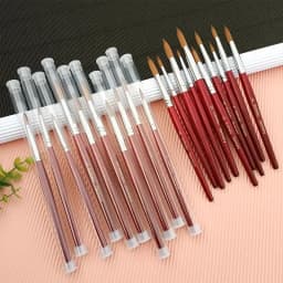 2pcs,Acrylic Nail Art Brush with Wood Handle, Gel Builder Manicure Brush, Professional Nail Drawing Tools