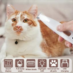 Waterproof Pet Paw Trimmer with LED Light & Display, 18mm Wide Blade Dog Grooming Clipper