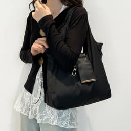 PU Leather Foldable Tote Bag with Key Ring Portable Wallet Purse Large Capacity Collapsible Travel Storage Bag for Daily Errands
