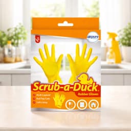 Airpure Scrub-a-Duck Rubber Gloves Large Yellow Household Cleaning