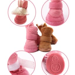 1 set of 4 pet snow boots dog shoes Teddy plush cotton shoes foot cover Winter small dog can not lose warm shoes Autumn and wint