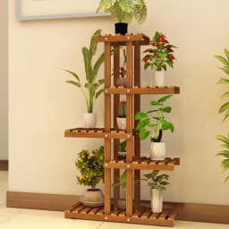 5-tier Wood Plant Flower Stand Shelf Planter Pots Shelves Rack Holder Display for Multiple Plants Indoor Outdoor Garden Patio