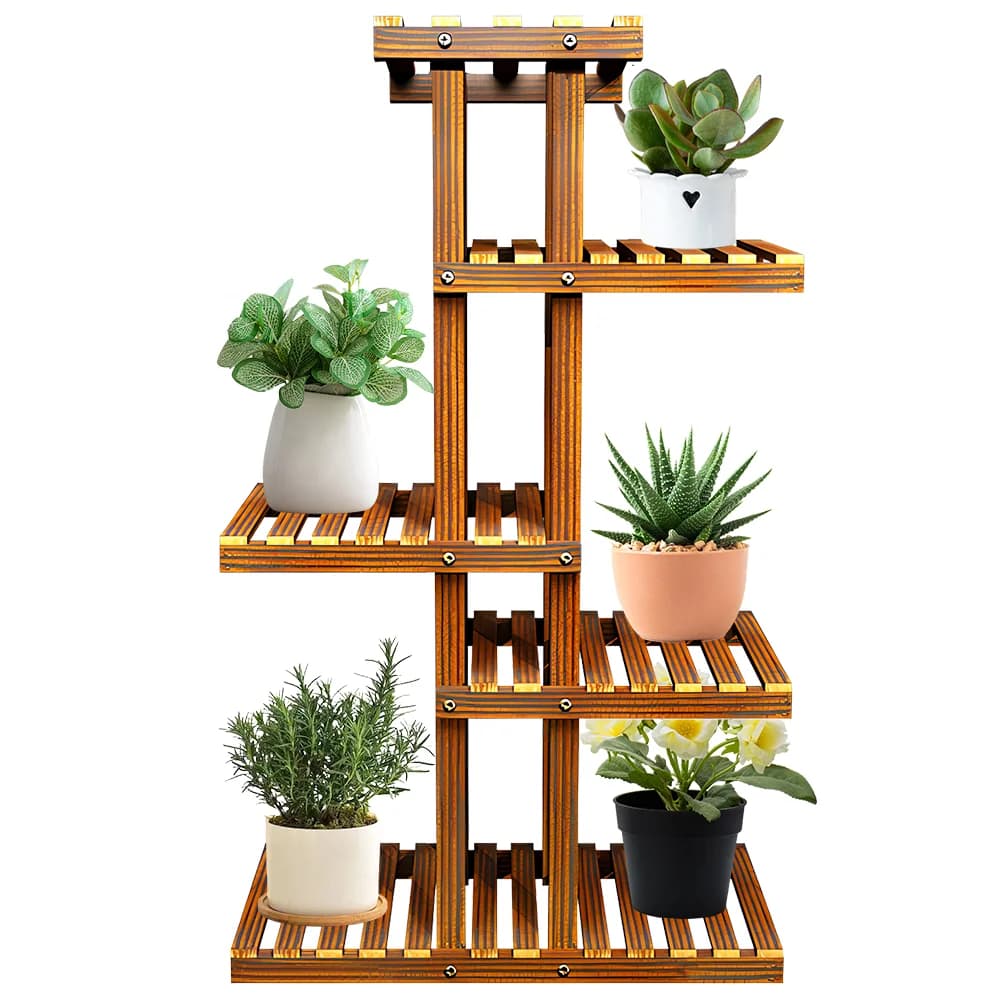 5-tier Wood Plant Flower Stand Shelf Planter Pots Shelves Rack Holder Display for Multiple Plants Indoor Outdoor Garden Patio